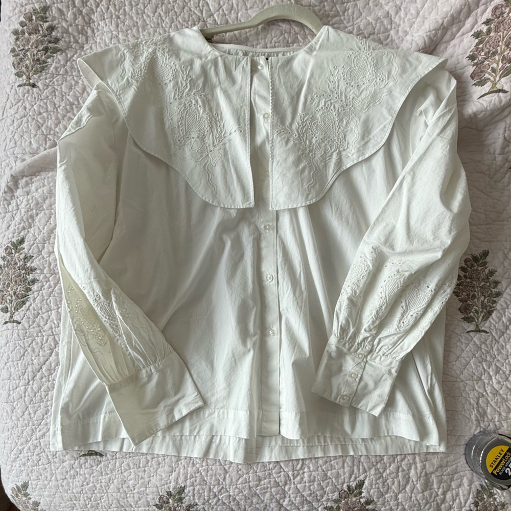Damson Madder White Embroidered Blouse